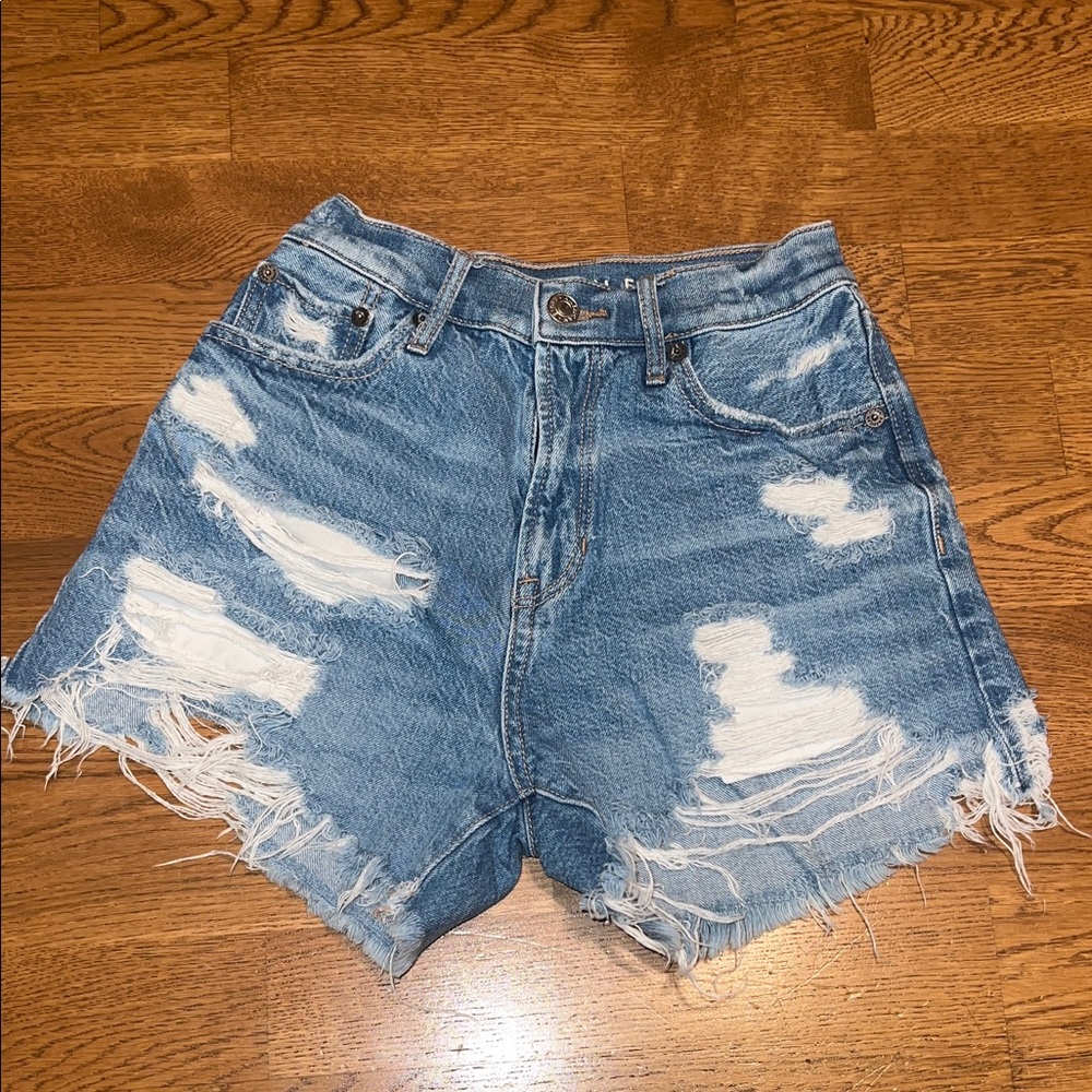 American Eagle Outfitters Blue Distressed Jean Shorts